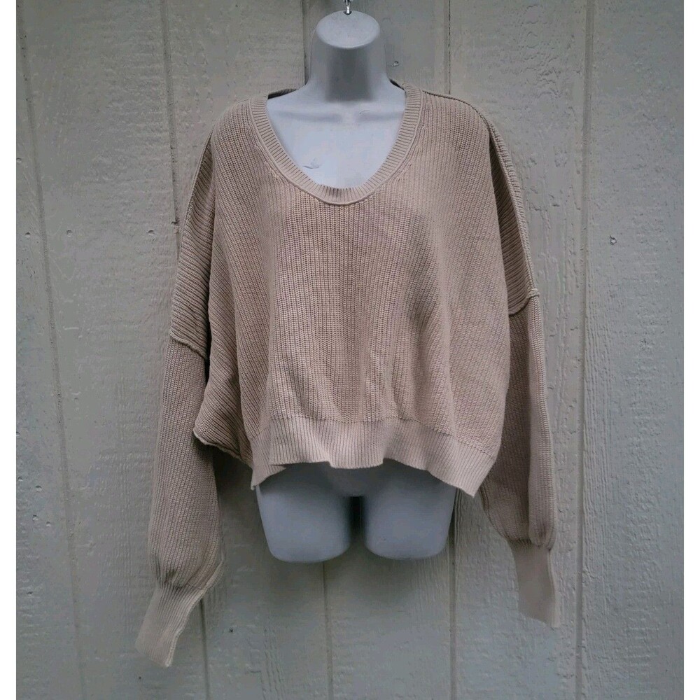 Aerie chunky knit oversized sweater Wmns sz L Beige See Discription